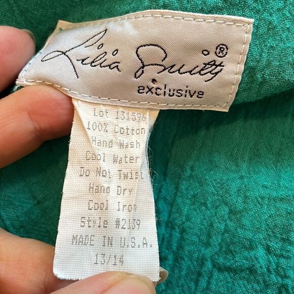 Vtg 80s/90s Lillia Smitty turquoise crinkle cloth layered skirt western dress - Picture 9 of 9